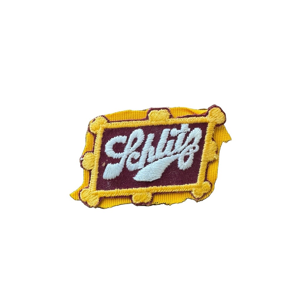 Vintage 1970s Schlitz Beer Embroidered Visor Maroon Patch